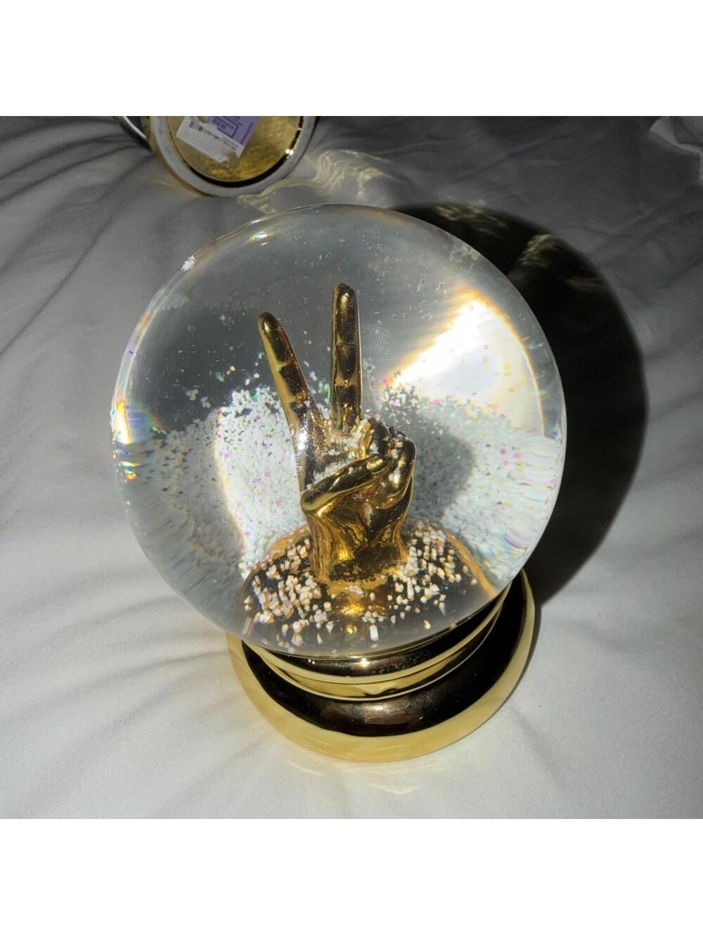 Peace Snow Globe  Decor  Goldw/ white snow